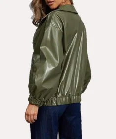 Shop The Women's Olive Oversized Leather Jacket