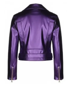 Shop The Women's Purple Lapel Style Leather Jacket