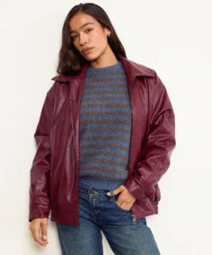 Women Cavita Burgundy Leather Jacket