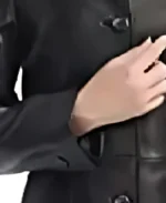 Women's Black Duster Leather Coat - Image 4