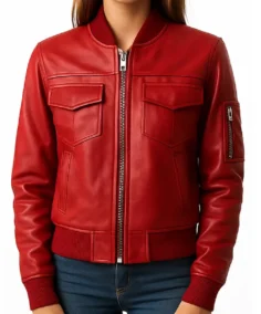Women's Freya Red Leather Jacket