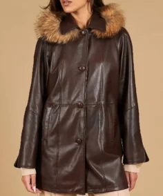 Women's Pamela Nappa Hooded Leather Coat