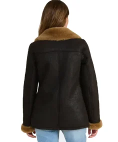 Women's Black Shearling Peacoat