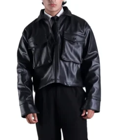 Classic Black Cropped Leather Jacket - Trendy Leather Jackets