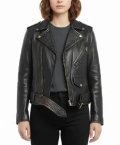 Black Women's Leather Biker Jacket - Trendy Leather Jackets