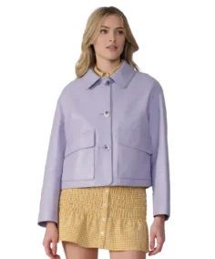 Ella Women Purple Leather Jacket Front - Trendy Leather Jackets