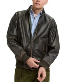 G9 Faded Black Bomber Leather Jacket - Trendy Leather Jackets