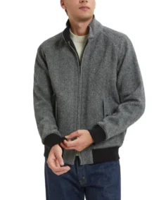 G9 Unpadded Pattern Grey Wool Jacket - Trendy Leather Jackets