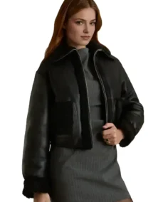 Julia Black Bomber Leather Jacket - Trendy Leather Jackets