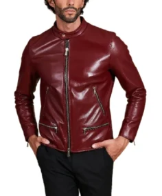 Men's Anchor Maroon Nappa Vegan Leather Jacket - Trendy Leather Jackets