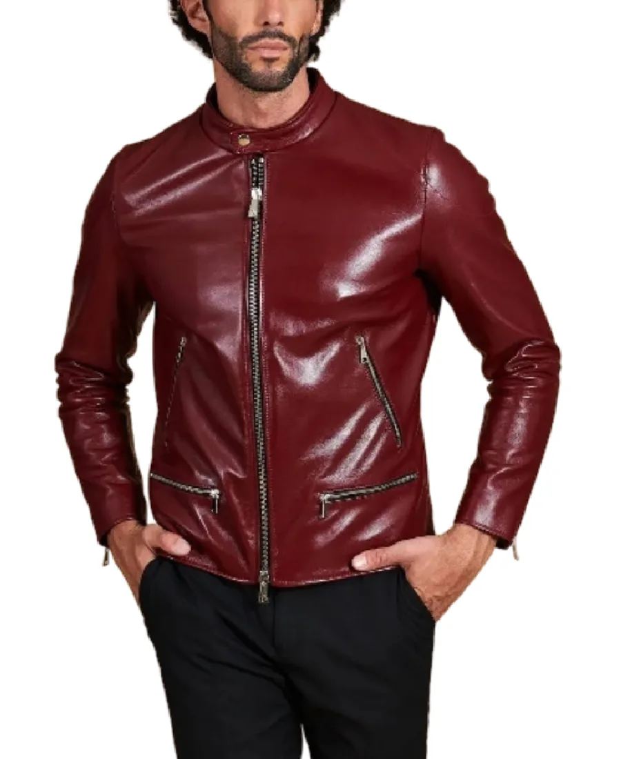 Men'S Anchor Maroon Nappa Vegan Leather Jacket Men'S Anchor Maroon Nappa Vegan Leather Jacket - Trendy Leather Jackets