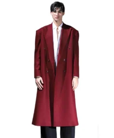 Men's Classic Maroon Long Coat - Trendy Leather Jackets