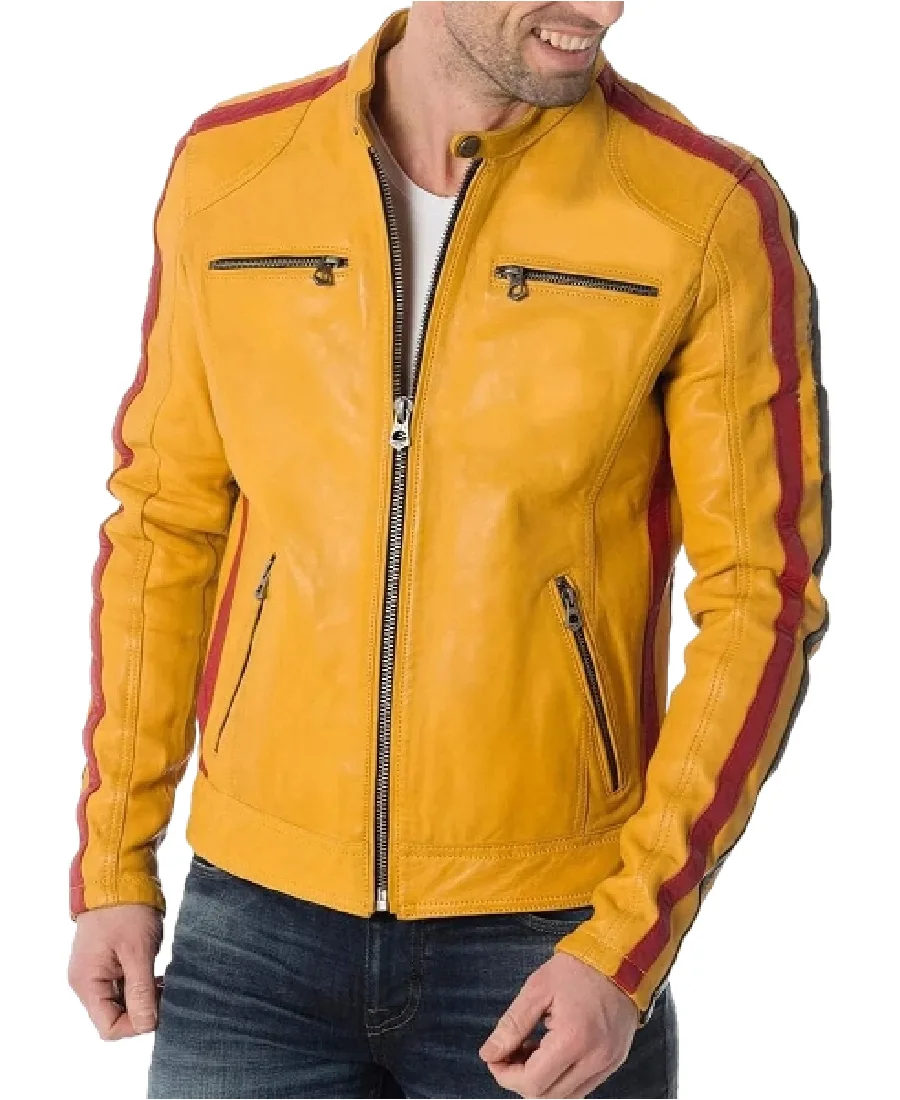 Men'S Yellow Motorcycle Leather Jacket Men'S Yellow Motorcycle Leather Jacket - Trendy Leather Jackets