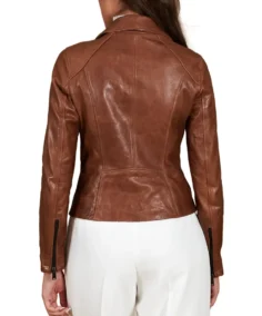 Shop The Women Brown Biker Leather Jacket - Trendy Leather Jackets