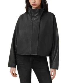 Ryder Funnel Neck Leather Jacket - Trendy Leather Jackets