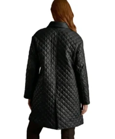 Women's Quilted Black Leather Coat