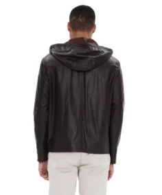 Shop Dark Brown Men's Hooded Leather Jacket - Trendy Leather Jackets
