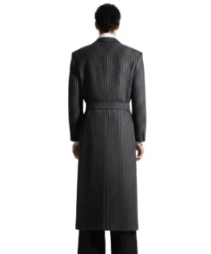 Shop The Men's Charcoal Black Pinstripe Long Coat - Trendy Leather Jackets