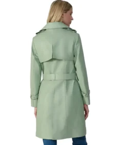 Shop The Soho Sage Green Leather Trench Coat - Trendy Leather Jackets