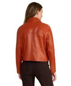Shop The Women Ella Orange Leather Jacket - Trendy Leather Jackets