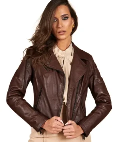 Women Pull Up Dark Brown Biker Leather Jacket - Trendy Leather Jackets