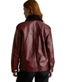 Shop The Women's Maroon Shearling Collar Leather Jacket - Trendy Leather Jackets
