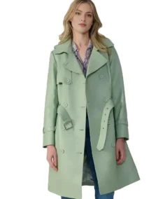 Soho Sage Green Leather Trench Coat - Trendy Leather Jackets