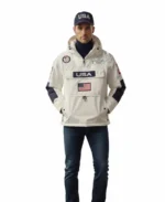 Team USA Padded Anorak Hooded Jacket Front - Trendy Leather Jackets