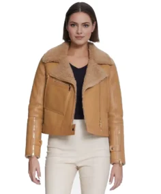 Women Eloise Brown Shearling Jacket - Trendy Leather Jackets