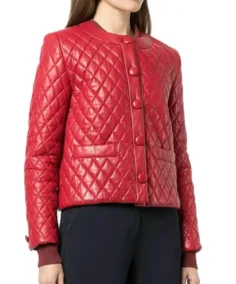 Women’s Collarless Quilted Leather Jacket - Trendy Leather Jackets