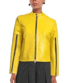 Women's Croc-Embossed Leather Jacket - Trendy Leather Jackets