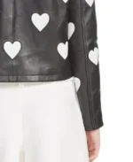 Women's Maje Heart Motorcycle Leather Jacket Cuffs - Trendy Leather Jackets