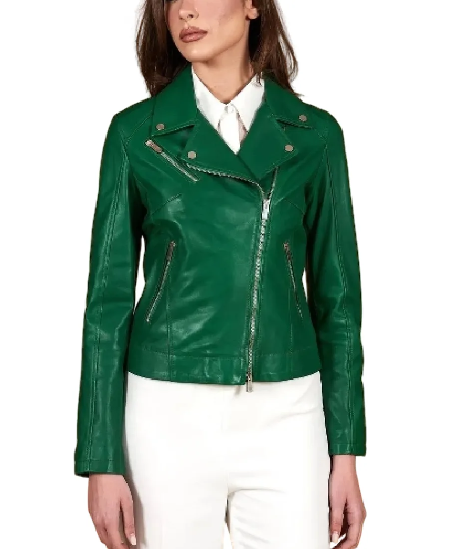 Women'S Short Green Natural Leather Jacket Women'S Short Green Natural Leather Jacket - Trendy Leather Jackets