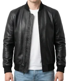 Classic Black Bomber Leather Jacket - Trendy Leather Jackets