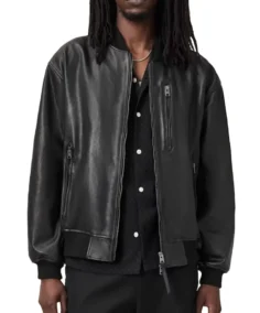 Kino Oversized Leather Bomber Jacket - Trendy Leather Jackets
