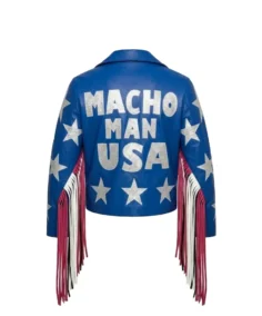 Macho Man USA leather Jacket Back - Trendy Leather Jackets
