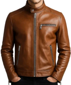 Men Brown Slim Fit Leather Jacket - Trendy Leather Jackets