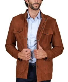 Men's Axel Saharan Brown Suede Jacket - Trendy Leather Jackets