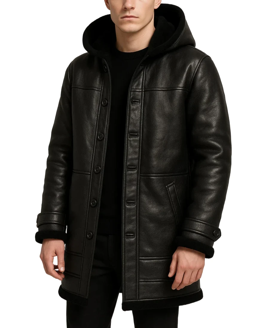 Men'S Black Sheepskin Shearling Leather Coat Men'S Black Sheepskin Shearling Leather Coat - Trendy Leather Jackets