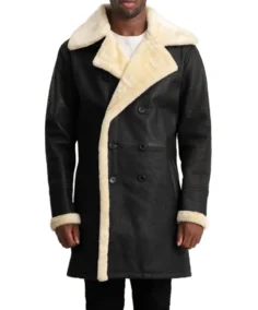 Men's Black Sheepskin Shearling Leather Coat - Trendy Leather Jackets
