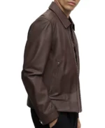 Men's Brown Biker Leather Jacket Side - Trendy Leather Jackets