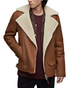 Men's Brown Sheepskin Shearling Leather Jacket - Trendy Leather Jackets