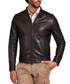 Men's Chocolate Brown Biker Leather Jacket - Trendy Leather Jackets