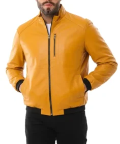 Men's Como Yellow Leather Jacket - Trendy Leather Jackets