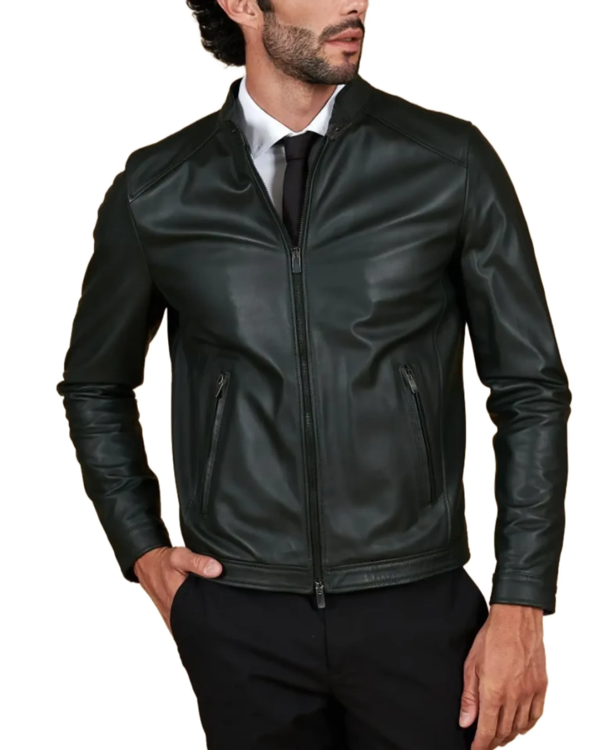 Men'S Dark Green Natural Leather Jacket Men'S Dark Green Natural Leather Jacket - Trendy Leather Jackets