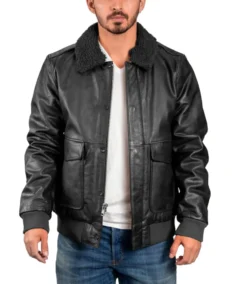 Men's Fashion Black Bomber Leather Jacket - Trendy Leather Jackets