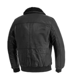 Men's Fashion Black Bomber Leather Jacket Back - Trendy Leather Jackets