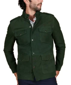Men's Green Saharan Suede Leather Jacket - Trendy Leather Jackets