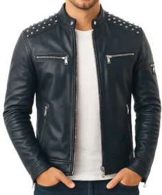 Men's Hunter Studs Leather Jacket - Trendy Leather Jackets
