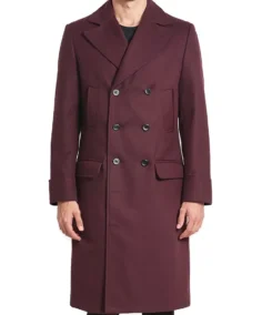 Men's Luke Burgundy Double Breasted Wool Coat - Trendy Leather Jackets